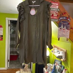 Umgee Olive Long Sleeve Dress